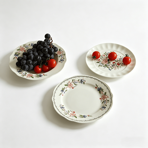 Offre Spéciale – Assiettes en Céramique Traditionnelles Chinoises de 8 Pouces à Motifs Floraux et Oiseaux, Bord Festonné, <span class=keywords><strong>pour</strong></span> Dîner, Desserts et Gâteaux à Domicile - Product Image 1