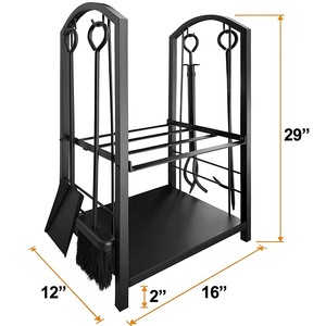 Support à <span class=keywords><strong>bois</strong></span> <span class=keywords><strong>de</strong></span> chauffage intérieur/extérieur avec 5 outils en métal porte-bûches et <span class=keywords><strong>pince</strong></span> à pelle à poker <span class=keywords><strong>pour</strong></span> ensembles et accessoires <span class=keywords><strong>de</strong></span> cheminée en <span class=keywords><strong>bois</strong></span> - Product Image 4