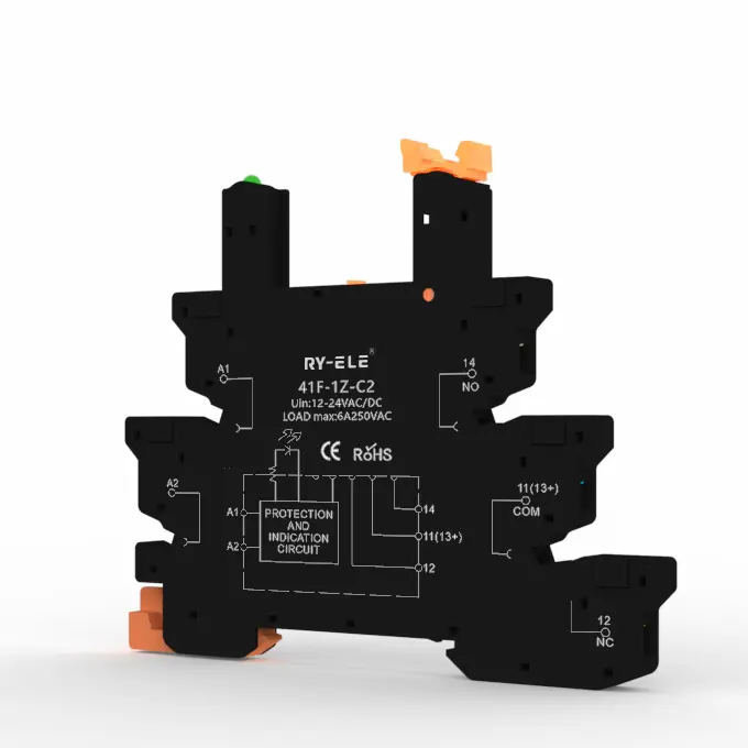 Kustom Ry-ele Miniature miniatur 24V PLC kontrol industri soket Relay 6.22mm ketebalan sekrup jenis daya rendah Din rel