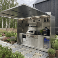 Nuevo Producto: Cocina Exterior de Acero Inoxidable con Cobertizo, Resistente a Altas Temperaturas, Parrilla para Patio