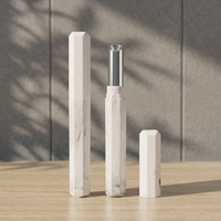 Contenant de luxe pour rouge à lèvres, long et fin, en plastique, motif marbre carré, sérigraphie personnalisée, tubes vides couleur personnalisée pour cosmétiques