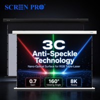 Écran de projection électrique ALR à tension par languettes avec tissu anti-taches 3C, réduction de 99 % des taches pour projecteur laser et home cinéma