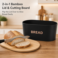 Moderne ijzeren hoekbak brooddoos met bamboe deksel, opvouwbaar & geïsoleerd, makkelijk schoon te maken, keukenopbergoplossing
