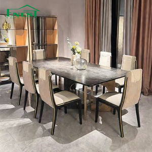 Italian Light Luxury Marble Beechwood Modern Dining <strong>Table</strong> Set with 6 Chairs <strong>Stable</strong> for High End Villa - Product Image 1