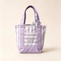 Sac fourre-tout en toile de coton brodé violet, réutilisable et écologique, avec fermeture éclair, disponible en échantillon, OEM ODM NOUVEAU