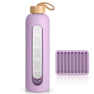 <span class=keywords><strong>Vaso</strong></span> Minimalista de Alta Calidad de 32 oz, Recipiente de Vidrio, Botella de Agua de Vidrio Ecológica con <span class=keywords><strong>Tapa</strong></span> y Funda de Silicona - Product Image 3