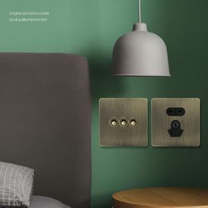 Interrupteurs muraux à panneaux en acier inoxydable de luxe électriques UK EU US Standard 1 Gang interrupteur à bascule d'hôtel personnalisé prises domestiques - Product Image 3