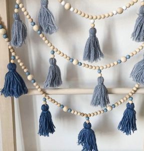 Gran oferta DIY rústico hecho a mano L guirnalda de cuentas de madera con borlas para el hogar y Strand Farmhouse Decor - Product Image 4