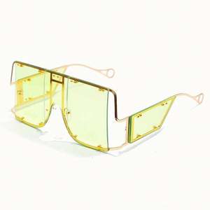 Gafas de Sol Metálicas UV400 con Logotipo Personalizado, Gafas de Sol Steampunk de Moda para Mujer, Gafas de Sol Cuadradas Extra Grandes para Mujer - Product Image 6