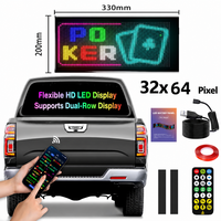 Écran LED flexible double rangée pour voiture, hauteur 20 cm, panneau de messages pour vitre arrière, animation, application Bluetooth, signalisation pour auto extérieur/intérieur
