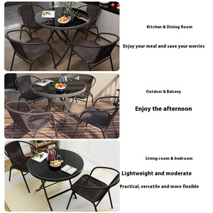 Youya elegante <span class=keywords><strong>conjunto</strong></span> blanco al aire libre silla reclinable de ratán <span class=keywords><strong>y</strong></span> <span class=keywords><strong>mesa</strong></span> para balcón negro hierro plástico Spray muebles de exterior moderno - Product Image 3