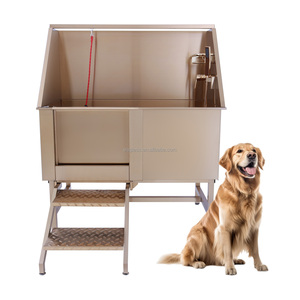 Station de toilettage pour chien professionnelle en acier inoxydable avec escalier, robinet et porte-savon - Product Image 2