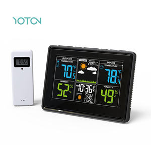 <span class=keywords><strong>Station</strong></span> météo numérique moderne avec boîtier en plastique, capteur sans fil et horloge - Product Image 1