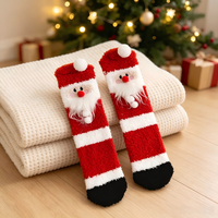 Chaussettes de Noël pour femmes, en polaire corail, automne et hiver, extra épaisses et chaudes, chaussettes de sol avec petit renne