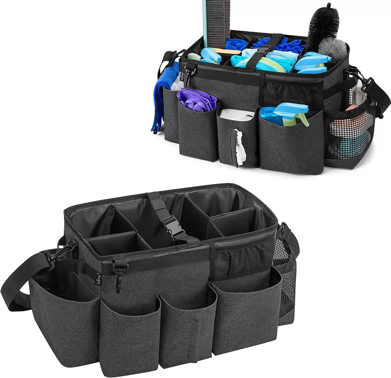 Durable Wearable Cleaning Supply Storage Bag Large Cleaning Tool Kits Organizer Tote Cleaning Caddy Bags