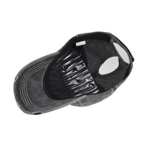 Casquette de baseball en coton délavé effet vieilli avec ouverture pour queue de cheval, broderie étoile à cinq branches, visière incurvée, style trucker pour femme - Product Image 3