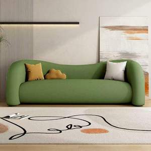 Modern Curved <b>Cream</b> <b>Sofa</b> Upholstered Lounge Couch Minimalist Reception Seating <b>for</b> Living Room Hotel Salon - Product Image 6