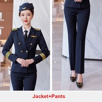 Uniformes de compagnie aérienne unisexes, costumes d'hôtesse de l'air, tenues de pilote, vêtements de travail pour capitaine