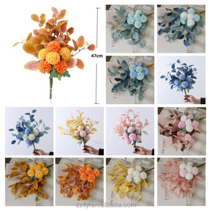 Bouquet de fleurs artificielles en pompons de chrysanthèmes LTY pour l'aménagement paysager, la terrasse, la décoration intérieure et les cadeaux de mariage - Product Image 2