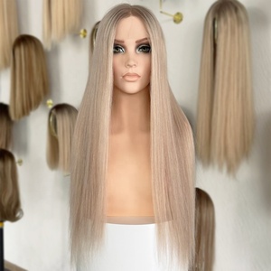 Perruque en cheveux humains européens blond platine de 22 pouces, aspect naturel, dentelle suisse 13x4, ligne de cheveux pré-épilée, densité 130% - Product Image 1