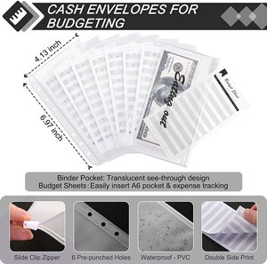 A6 Organizer per pianificatore di Budget rilegato da 6 copertine per raccoglitori ad anelli con 8 tasche per raccoglitori 24 pezzi fogli di bilancio per spese e 8 pezzi 34 adesivi - Product Image 3
