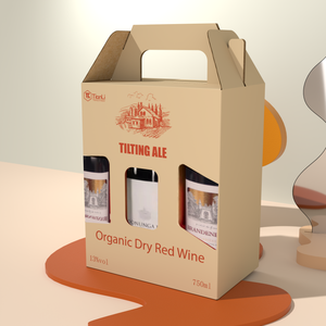 Kotak Pembawa Minuman Beralkohol dari Kertas Kraft dengan Logo Kustom, untuk <span class=keywords><strong>2</strong></span> atau <span class=keywords><strong>3</strong></span> Botol Anggur, dengan Pegangan dan Jendela, Dilengkapi Pembatas - Product Image 4