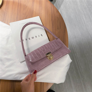 Femmes Vintage PU cuir Alligator motif français Messenger sac Mini sac à main fermeture ouverte pour la mode soirée aisselles utiliser Z0028 - Product Image 4