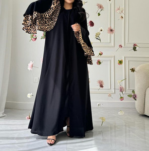Sharut Turchia Elegante Caftano Personalizzato Modesto Abito da Donna Dubai Musulmano con Maniche a Volant Leopardate Kimono Aperto Abaya - Product Image 2