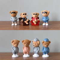Ensemble de sculptures d'ours en résine mignonnes de style dessin animé moderne, multi-formes, pour décoration de bureau ou de salon