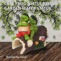 Promotion : Statue de grenouille et tortue mignonne en résine peinte à la main, pour fontaine de jardin extérieure, idéale pour les fêtes, Noël et Thanksgiving