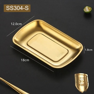 Petite assiette dorée en acier inoxydable, mini plateaux alimentaires en métal, plaques de cuisson portables pour four, polies lisses pour les campeurs - Product Image 3