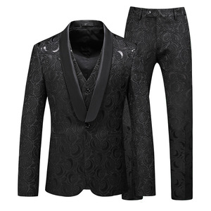 Nuevo Conjunto <span class=keywords><strong>de</strong></span> 3 Piezas (Chaqueta + Pantalones + Chaleco) <span class=keywords><strong>de</strong></span> Moda para Banquete, Jacquard, Corte Entallado, <span class=keywords><strong>Traje</strong></span> Formal <span class=keywords><strong>de</strong></span> <span class=keywords><strong>Caballero</strong></span> para Boda - Product Image 4