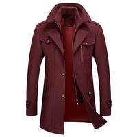 Manteau double col en laine mélangée pour hommes automne hiver style classique pour hommes matures design intemporel vêtements d'extérieur chauds
