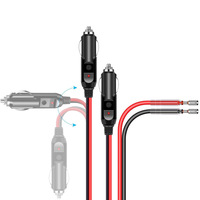 Prise mâle allume-cigare 12V 16AWG avec indicateur LED, adaptateur d'alimentation de remplacement, cordon d'extension