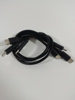 Cable TPC de 60W 3A de Carga Rápida, 0.3m, Negro, Doble Cabeza Tipo-C para Computadora y Cámara