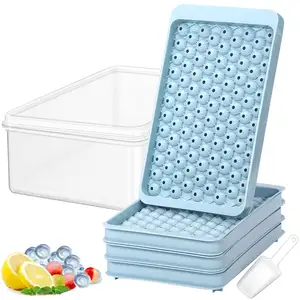 Bulk 104x4 Unidades Esmagado 4 Conjunto Petite Ice Cube Bandeja Molde Esferas Mini Bpa Bandeja de Cubo de Gelo Livre com Tampa Recipiente Colher E Tong