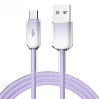 Cable de datos de carcasa antimanchas de PVC trenzado de cristal de hielo PD 60W Cable DE DATOS DE CARGA súper rápida de tipo C para teléfonos móviles