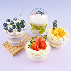 Cold <b>Drink</b> PP <b>Cups</b> 240ml 8oz Ice Cream Yogurt Milkshake Clear <b>Plastic</b> <b>Cups</b> With Lids - Product Image 4