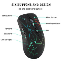 Ratón Óptico Inalámbrico Recargable BT 5.0 + 2.4G con Retroiluminación de 6 Botones y 7 Colores RGB, Ergonómico, Silencioso, para Juegos, para Ordenador Portátil, PC, Oficina