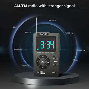 <b>Digital</b> LCD <b>Clock</b> AM FM Pocket Radio Stereo MP3 Player Telescopic Antenna Auto Scan Headphone Portable Broadcast Receiver - Product Image 5