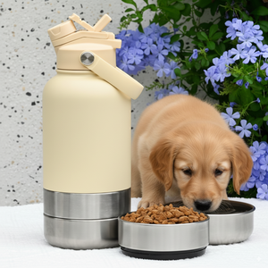 Botellas de agua de viaje para perros de acero inoxidable con aislamiento comedero para mascotas de 32oz con logotipo personalizado con cuenco de almacenamiento - Product Image 1