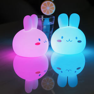 Cute Ice cream rabbit design Silicone Night Lamp Kids Animal Kawaii Colorful USB Rechargeable <b>Sleep</b> Silicone Night <b>Light</b> - Product Image 6