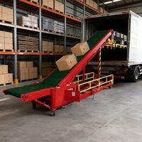 Convoyeur hydraulique Goldtec pour le chargement de camions, système de convoyeur à bande automatisé pour sacs de 80 kg, pour le chargement et le déchargement de conteneurs