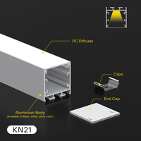 Profilé en aluminium LED K&C KN-21 W35*H35mm avec diffuseur en PC pour bande LED