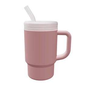 Botella de agua de silicona con asa para niños, vaso con pajita y tapa, taza de agua con pajita de silicona - Product Image 6