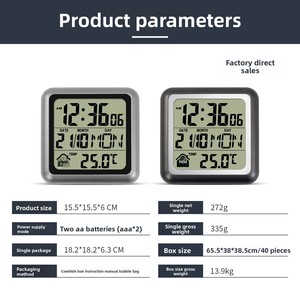 <span class=keywords><strong>Horloge</strong></span> et <span class=keywords><strong>calendrier</strong></span> autocollants muraux transfrontaliers en ABS, sans perforation, étanches et anti-poussière, avec ventouse auto-amorçante pour salle de bain et cuisine - Product Image 3
