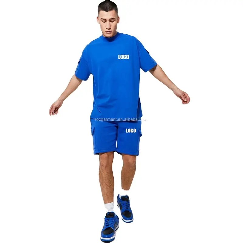 Wholesale Casual Oversized Shorts Set Cotton Jogging Sportswear Mens Street Wear T Shirt Sets
