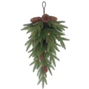 Feuilles de pir artificielles en hiver, aiguilles de pin, cônes suspendus pour murs, décoration de noël, ornement de porte avant, goutte d'eau - Product Image 2