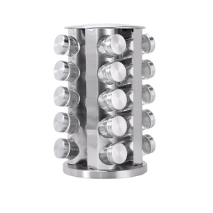 Estante Giratorio para Especias de Cocina de Acero Inoxidable QL331, Organizador de Utensilios de Cocina, Torre para <span class=keywords><strong>20</strong></span> Botellas - Product Image 6