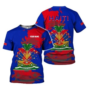 Magliette Personalizzate dell'Haïti per Uomo, T-Shirt con Bandiera Haitiana, <span class=keywords><strong>Stampa</strong></span> <span class=keywords><strong>su</strong></span> Richiesta, Magliette Oversize - Product Image 1